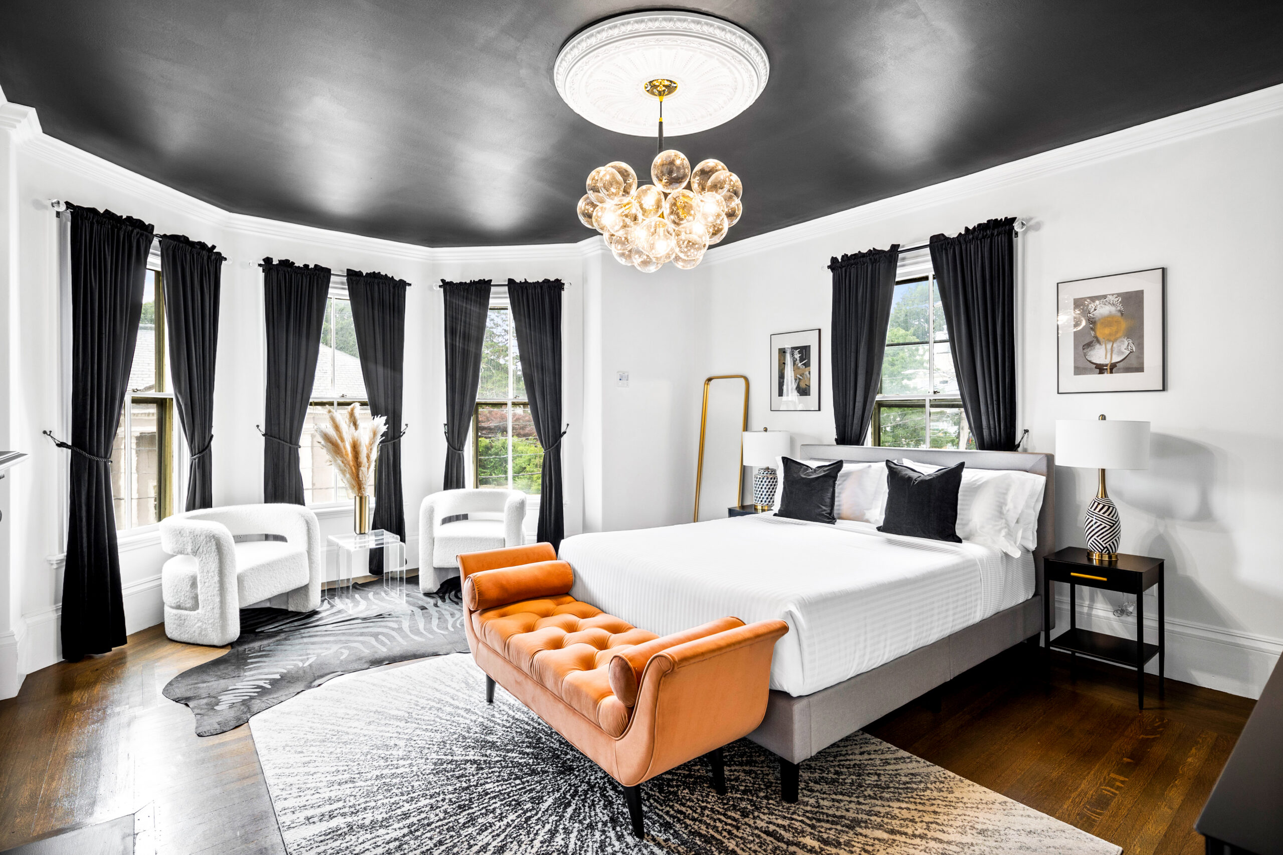 Guest room at The Coach House boutique hotel in Salem, MA